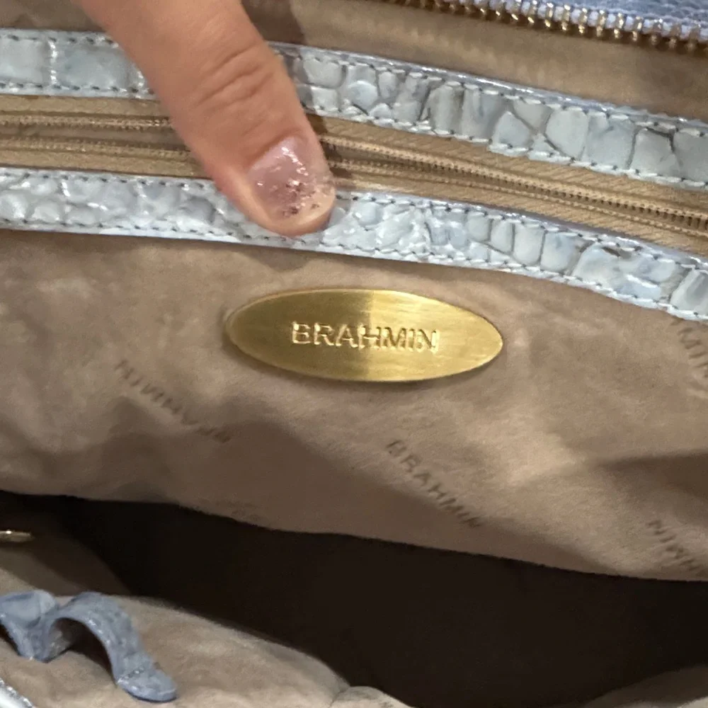Brahmin Light blue Crocodile Embossed Tote